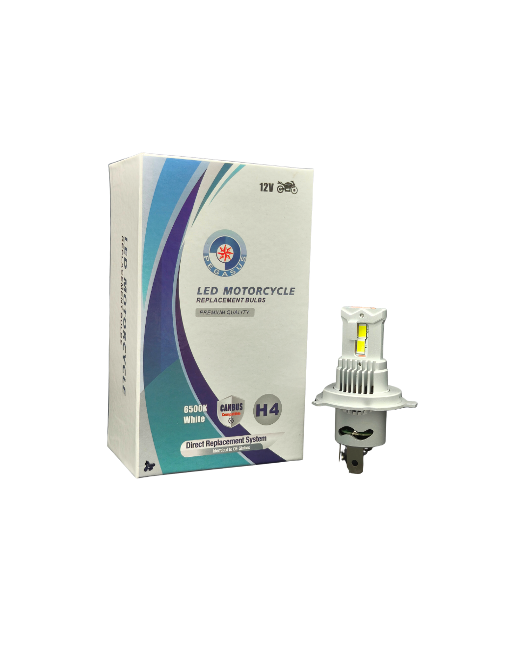 Pegasus Direct Fit Motorcycle H4 LED Bulb 12V 6500K White
